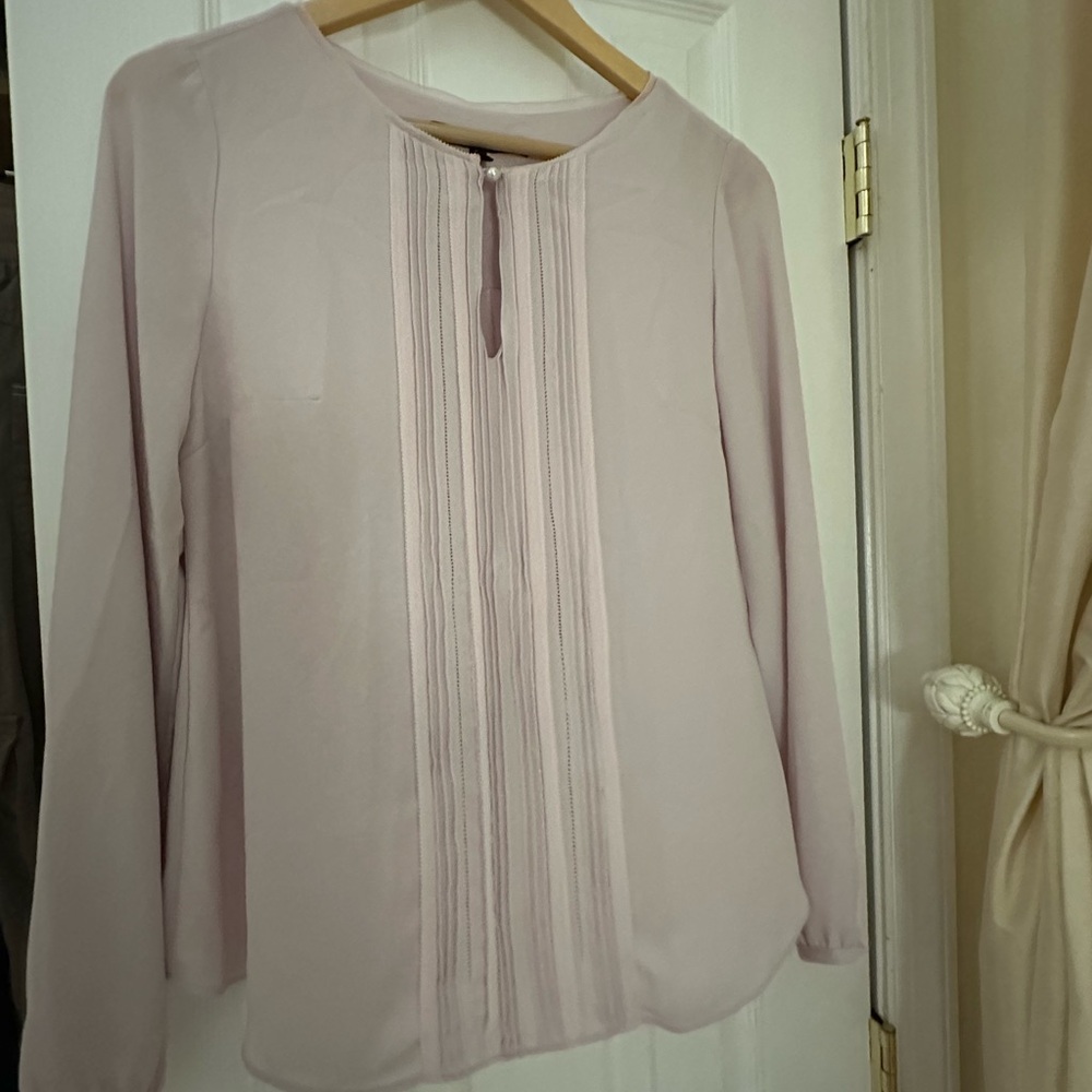 White House Black Market Light Pink Blouse with pearl detail